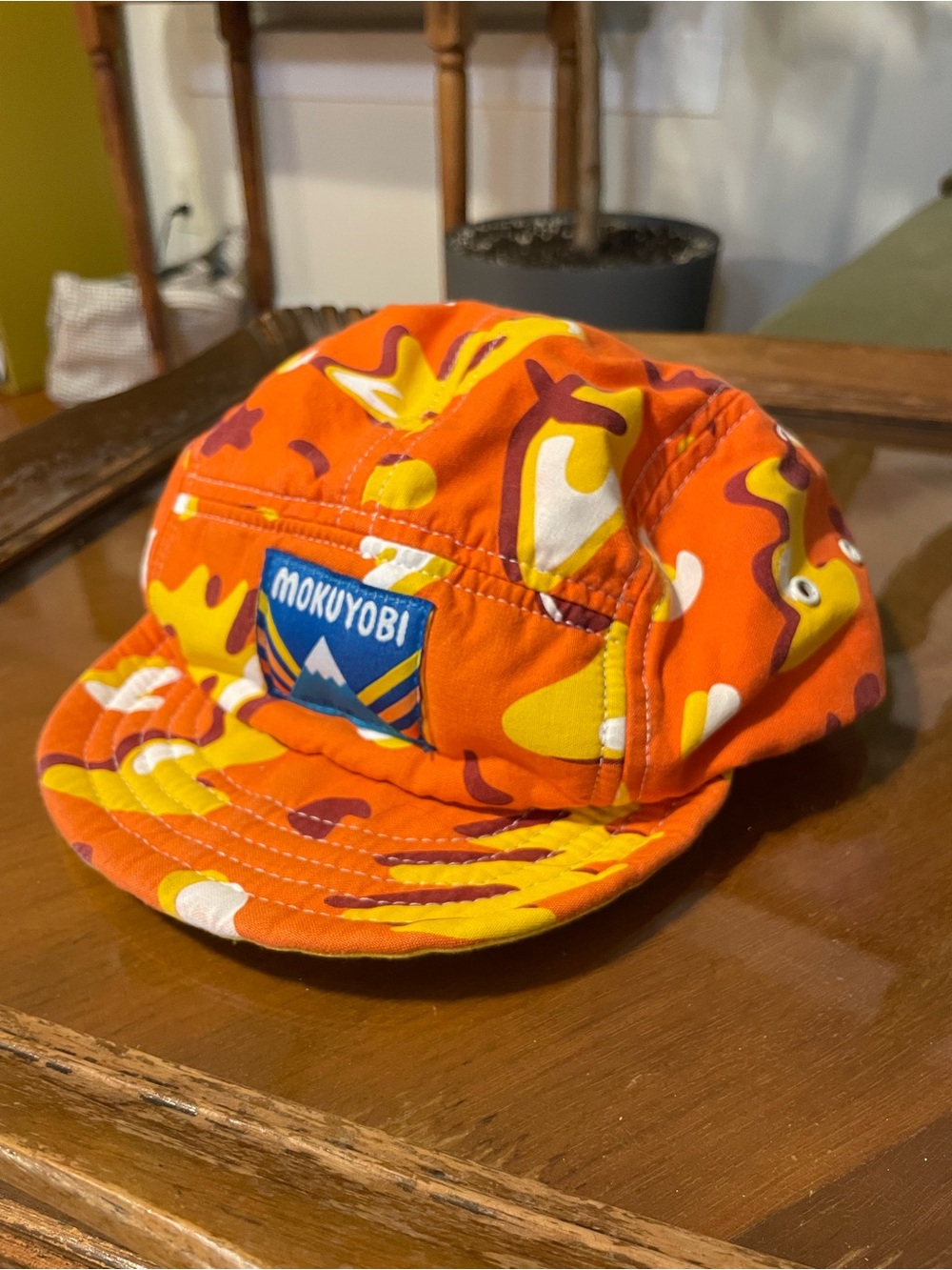 Mokuyobi 5 panel bike hat cheese doodle print